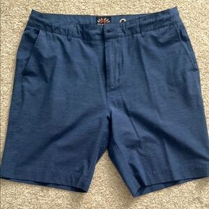 Faherty Blue Flat Front Shorts with Textured Fabric